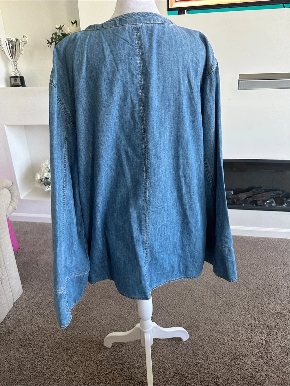 Free People Blue Tie-Front Denim Blazer